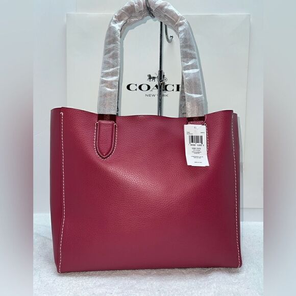 🔥🎁NWT! Coach Derby Tote Handbag Leather Gold/Rouge Msrp:$350.00 - Picture 3 of 13